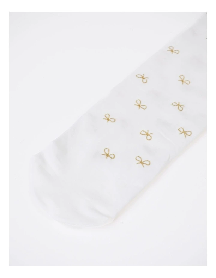 Junior Gold Glitter Tights in White