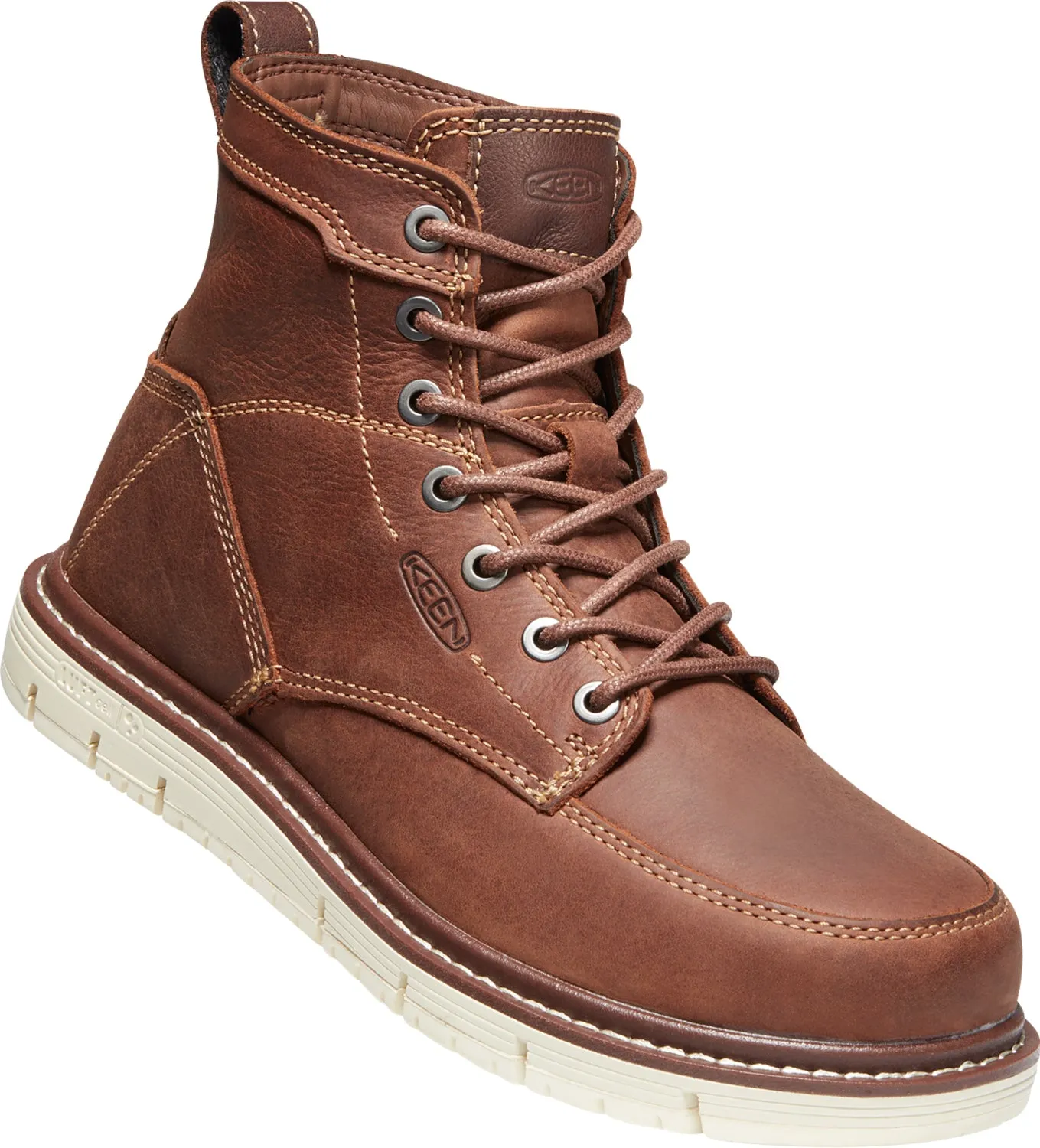 Keen Utility Womens San Jose 6in Soft Gingerbread/Off White Leather Work Boots