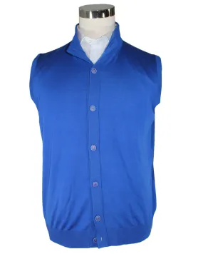 Kiton Wool Vest Royal Blue - Sleeveless Cardigan EU 50 / M