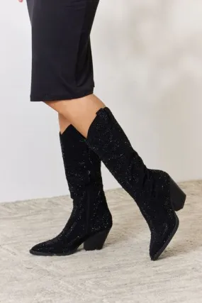 Knee High Cowboy Boots in Black