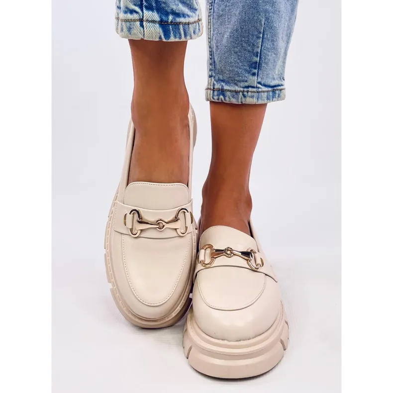 Kyress Beige High Sole Moccasins