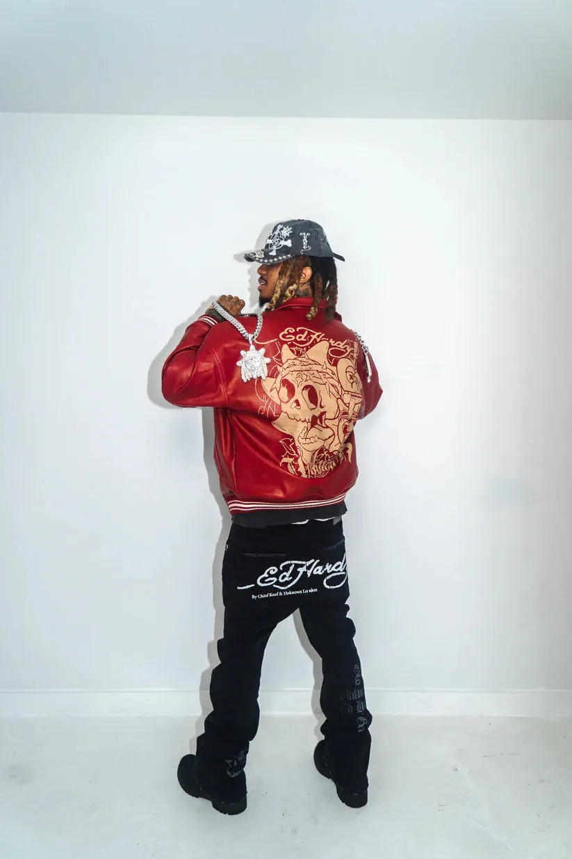 Leather Jacket UNKNOWN x ED HARDY x CHIEF KEEF