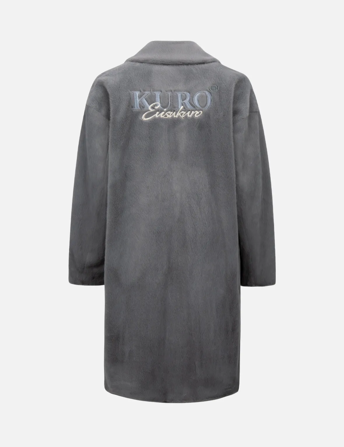 Logo Embroidered Faux Fur Coat