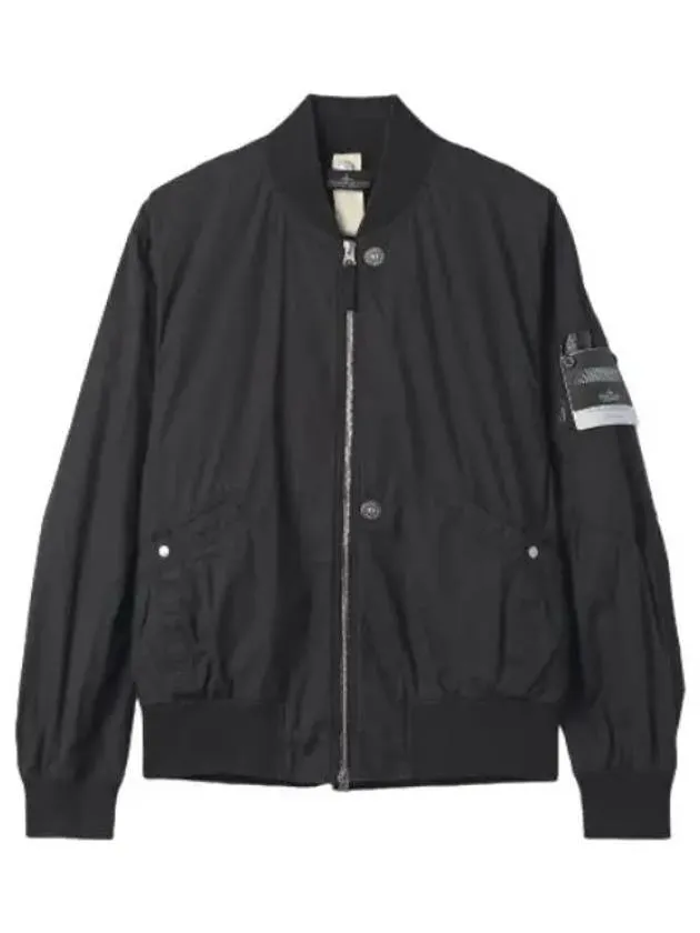 Logo patch bomber jacket black aviation jumper blouson