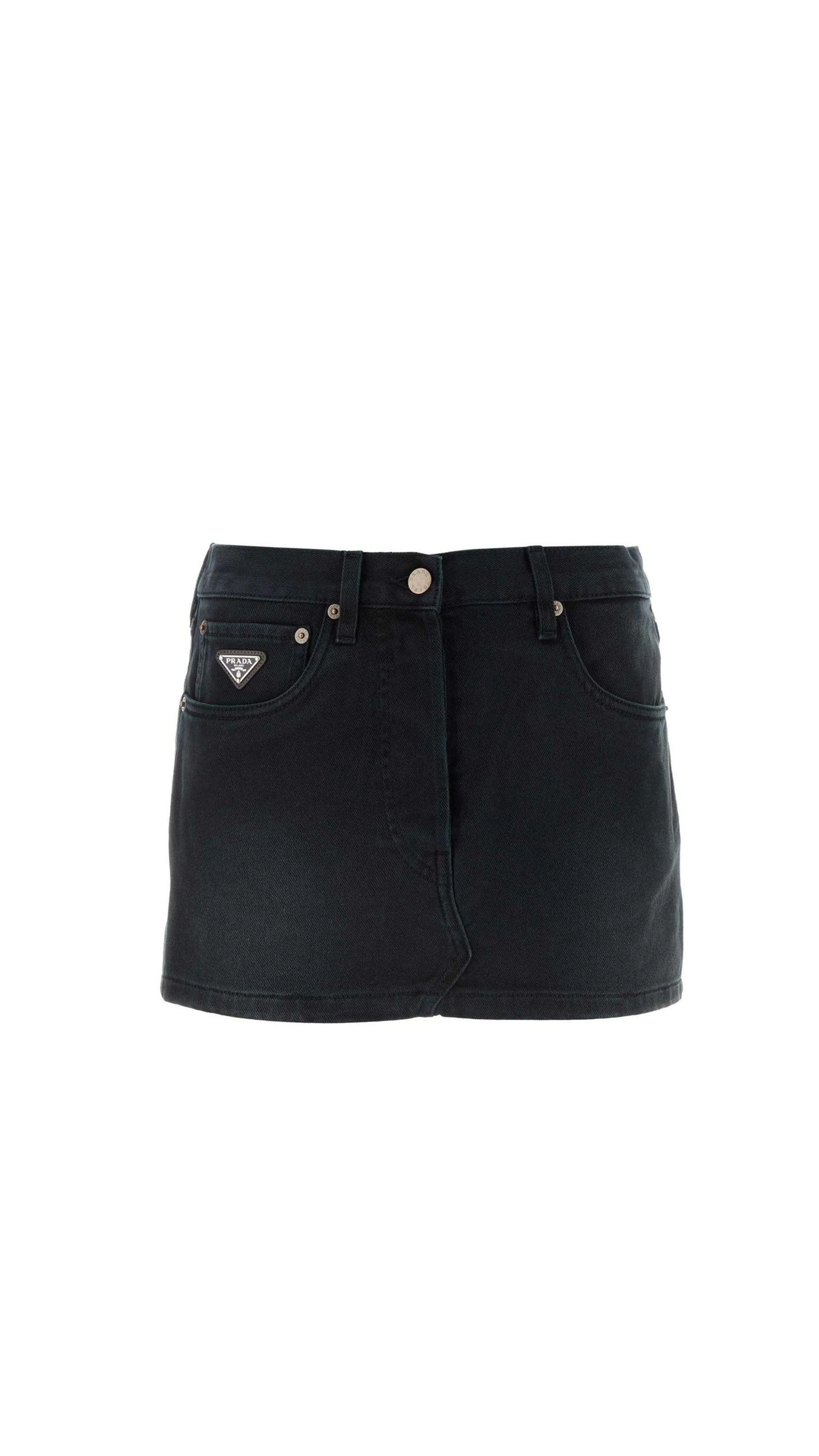 Logo Patch Low-rise Mini Skirt - Black