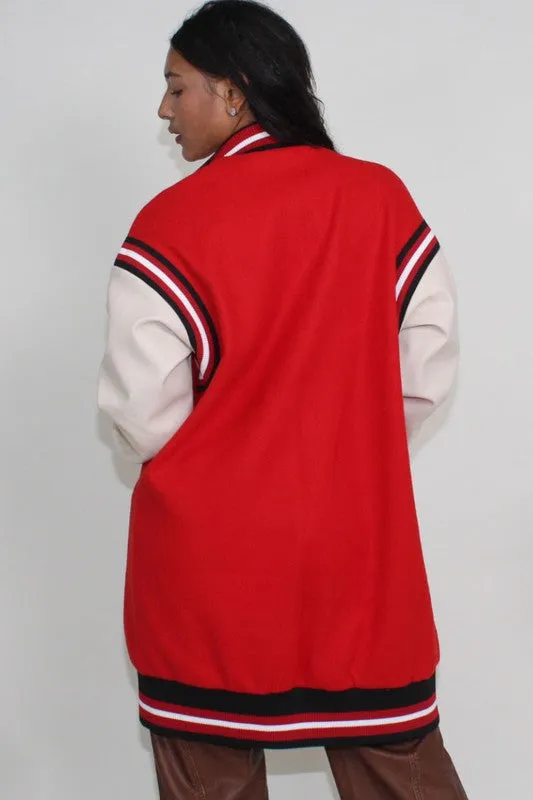 Long Fit Letterman Jacket