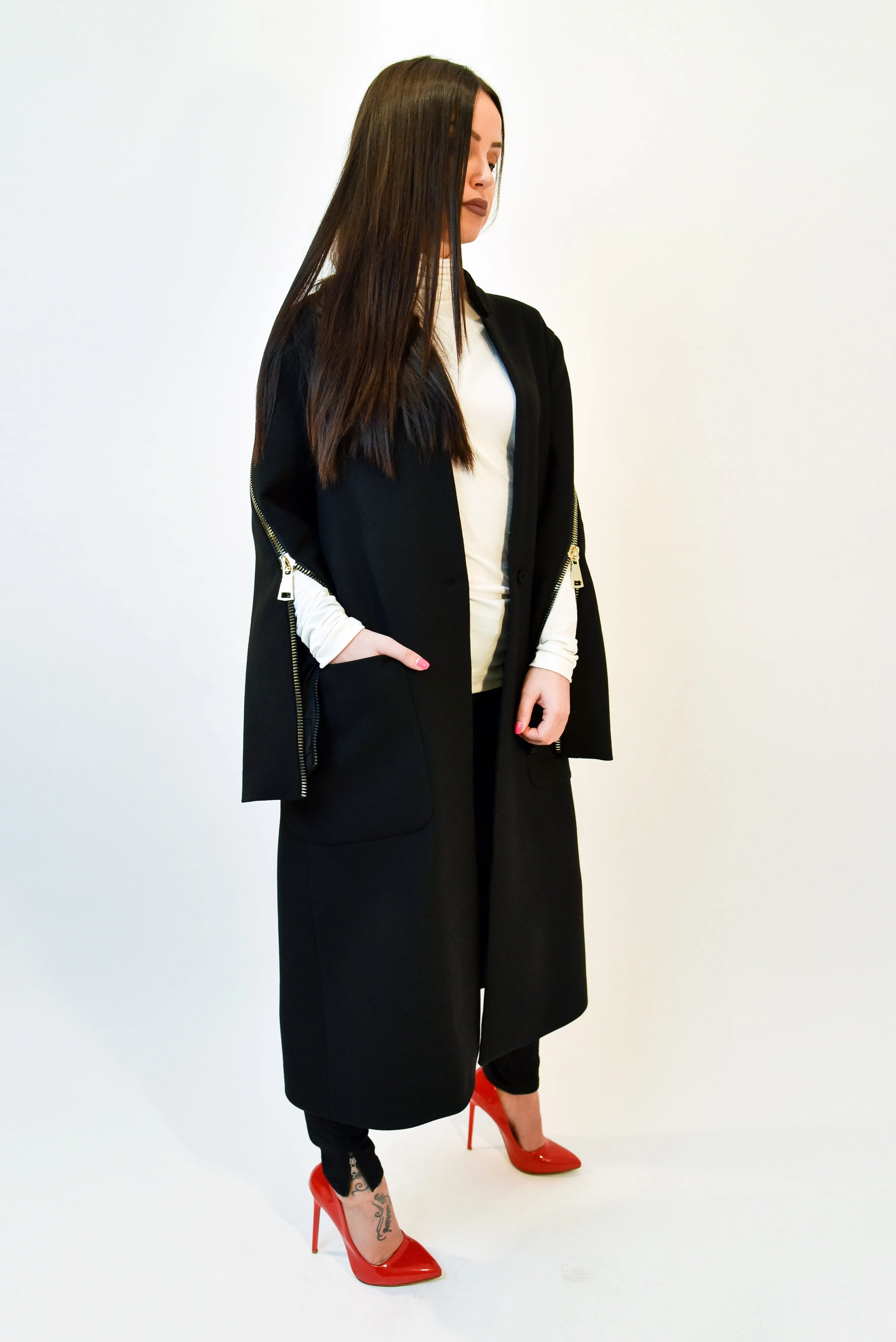 Long wool staight coat F1971