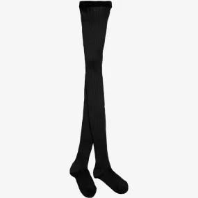 Luxury Black Cotton Ribbed Tights