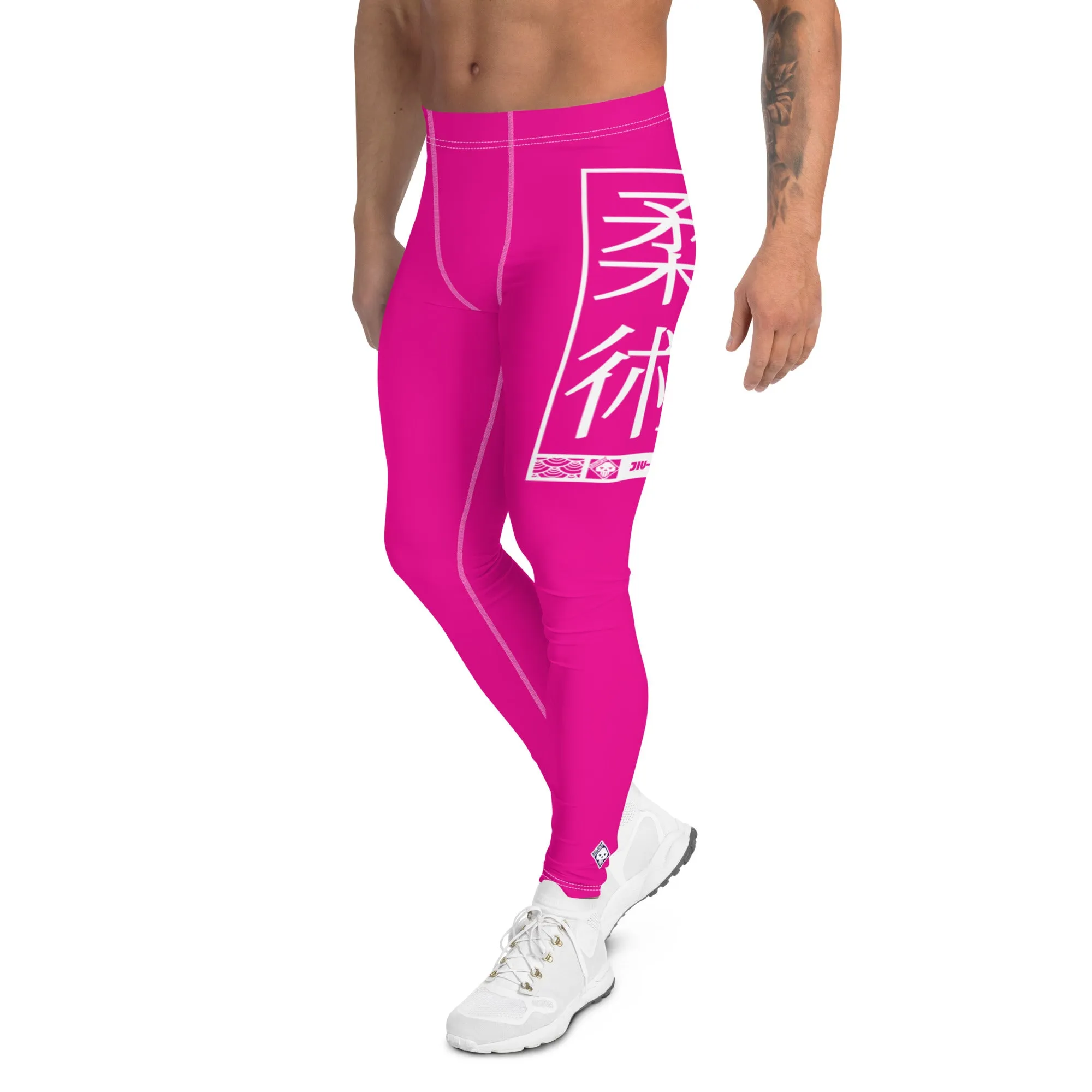 Men's Athletic Workout Leggings For Jiu Jitsu 003 - Hollywood Cerise