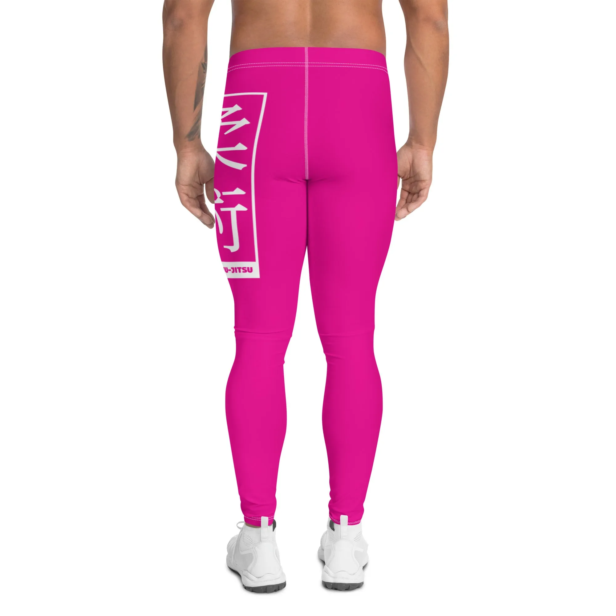 Men's Athletic Workout Leggings For Jiu Jitsu 003 - Hollywood Cerise