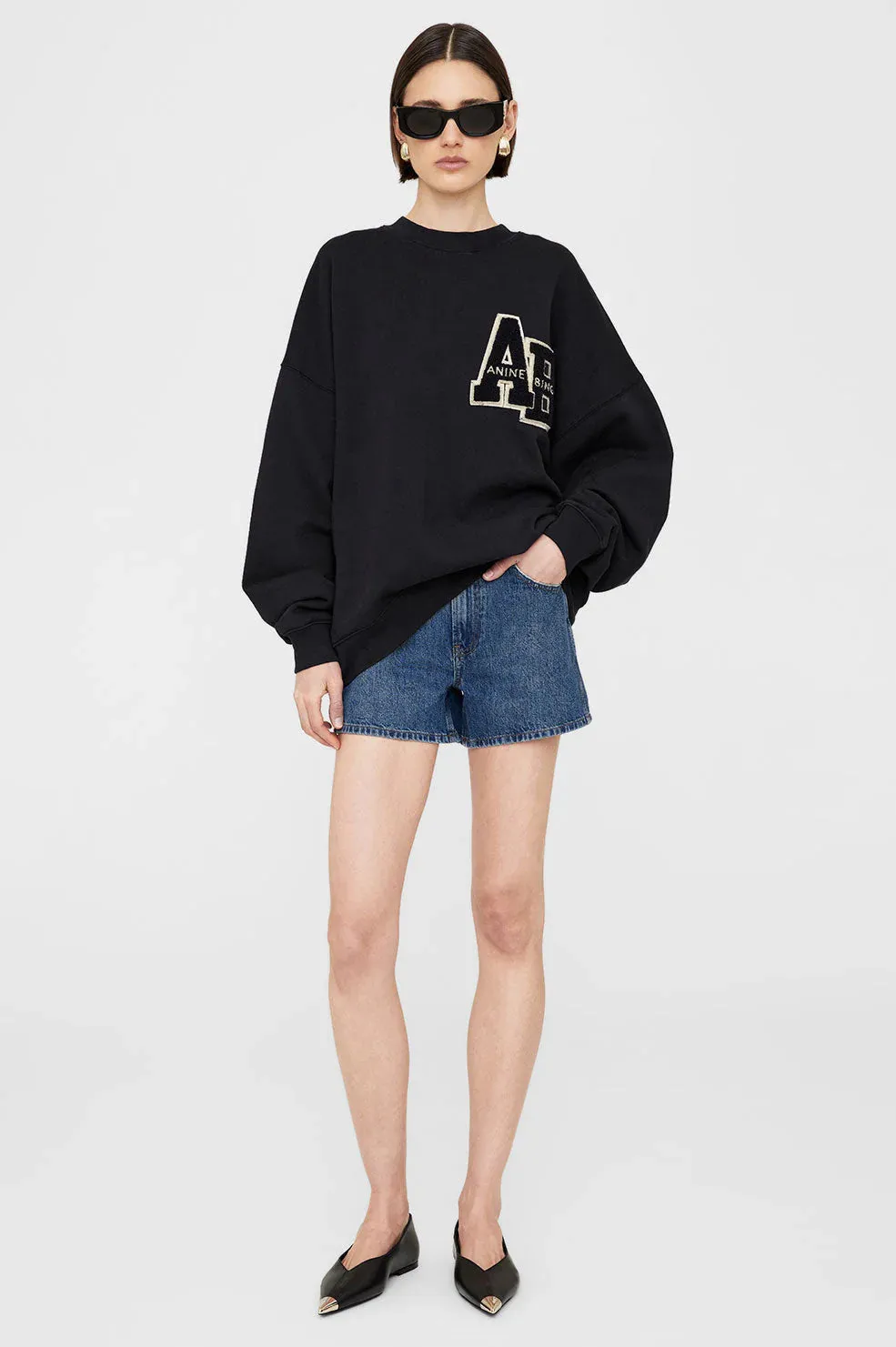 MILES OVERSIZED SWEATSHIRT LETTERMAN - BLACK