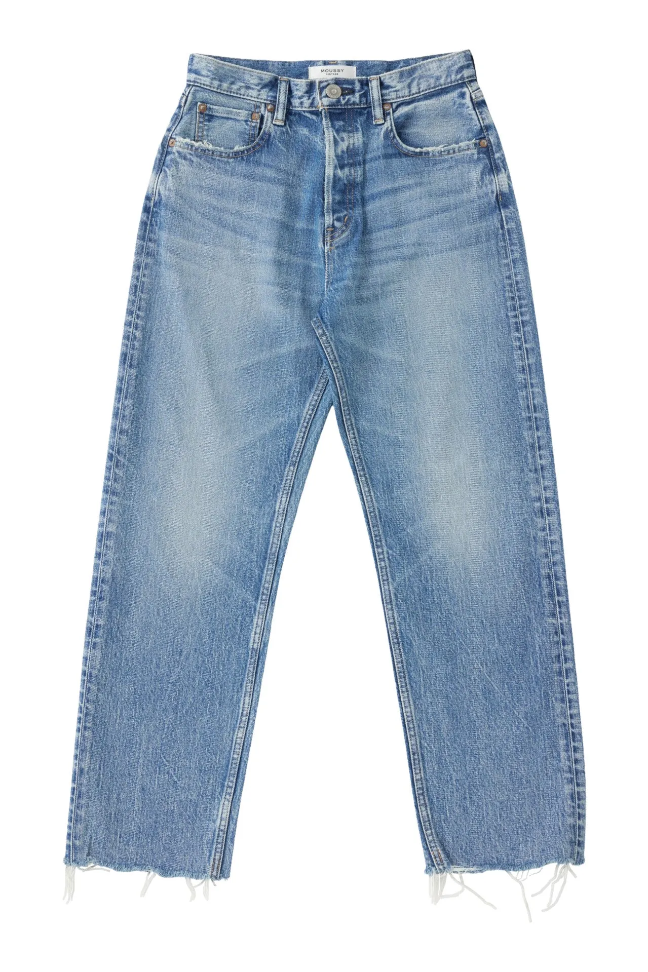 Moussy Denim Mabel Wide Straight Cropped Jeans
 in Blue