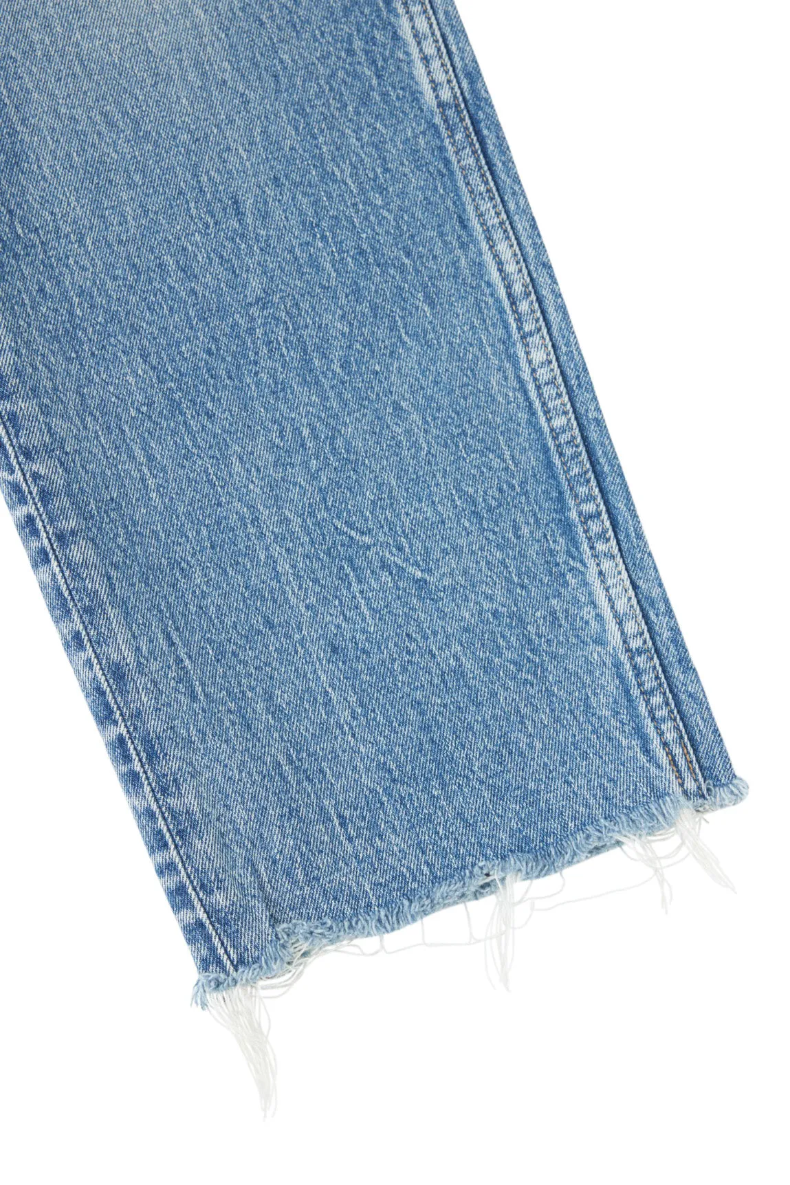 Moussy Denim Mabel Wide Straight Cropped Jeans
 in Blue