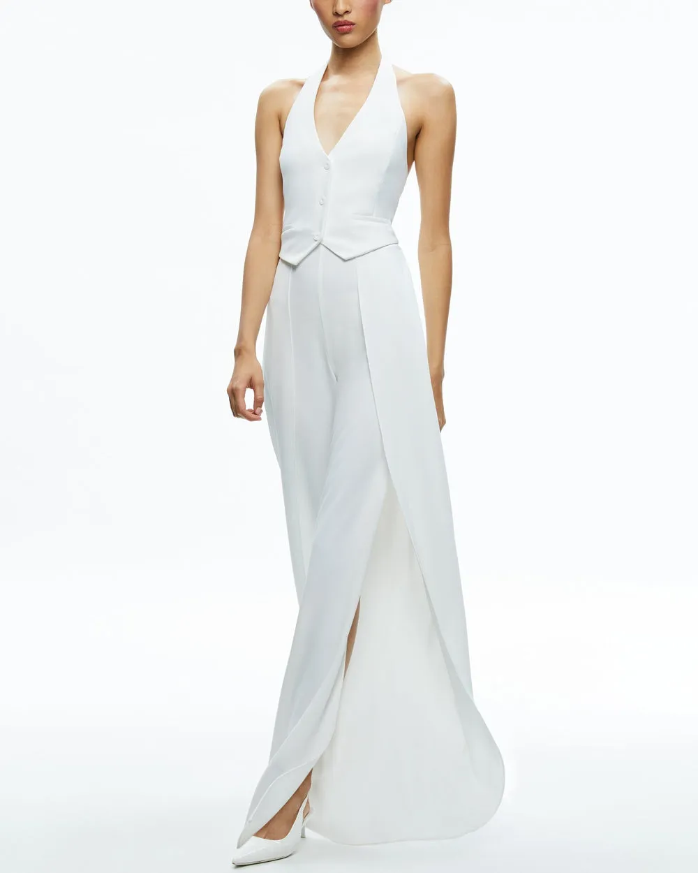 Off White Halter Neck Robin Jumpsuit