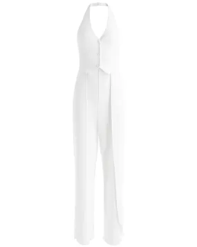 Off White Halter Neck Robin Jumpsuit