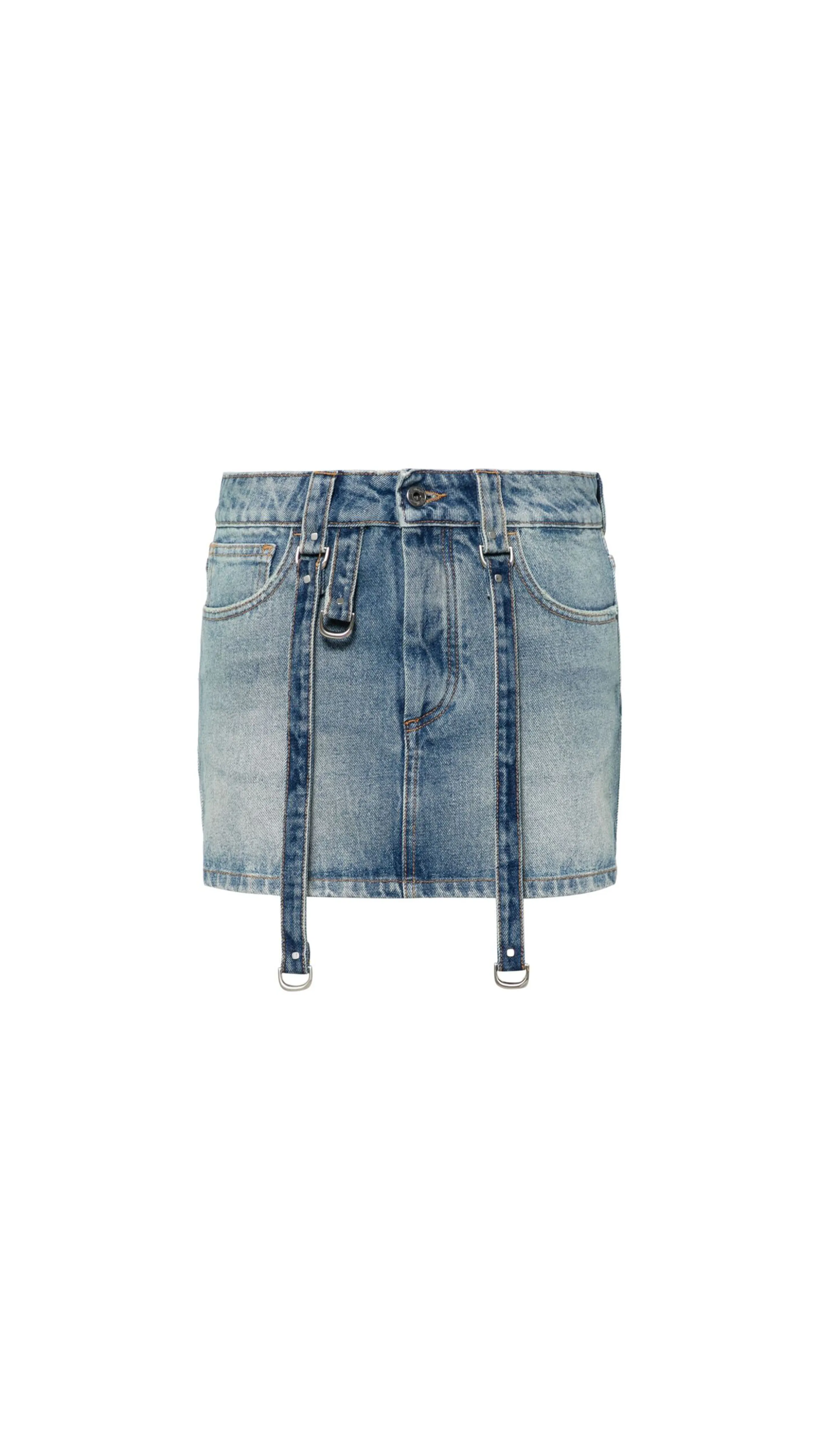 Off-White Logo Patch Denim Mini Skirt - Blue