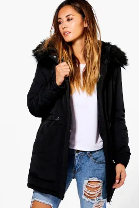 Olivia Luxe Padded Coat With Faux Fur Hood