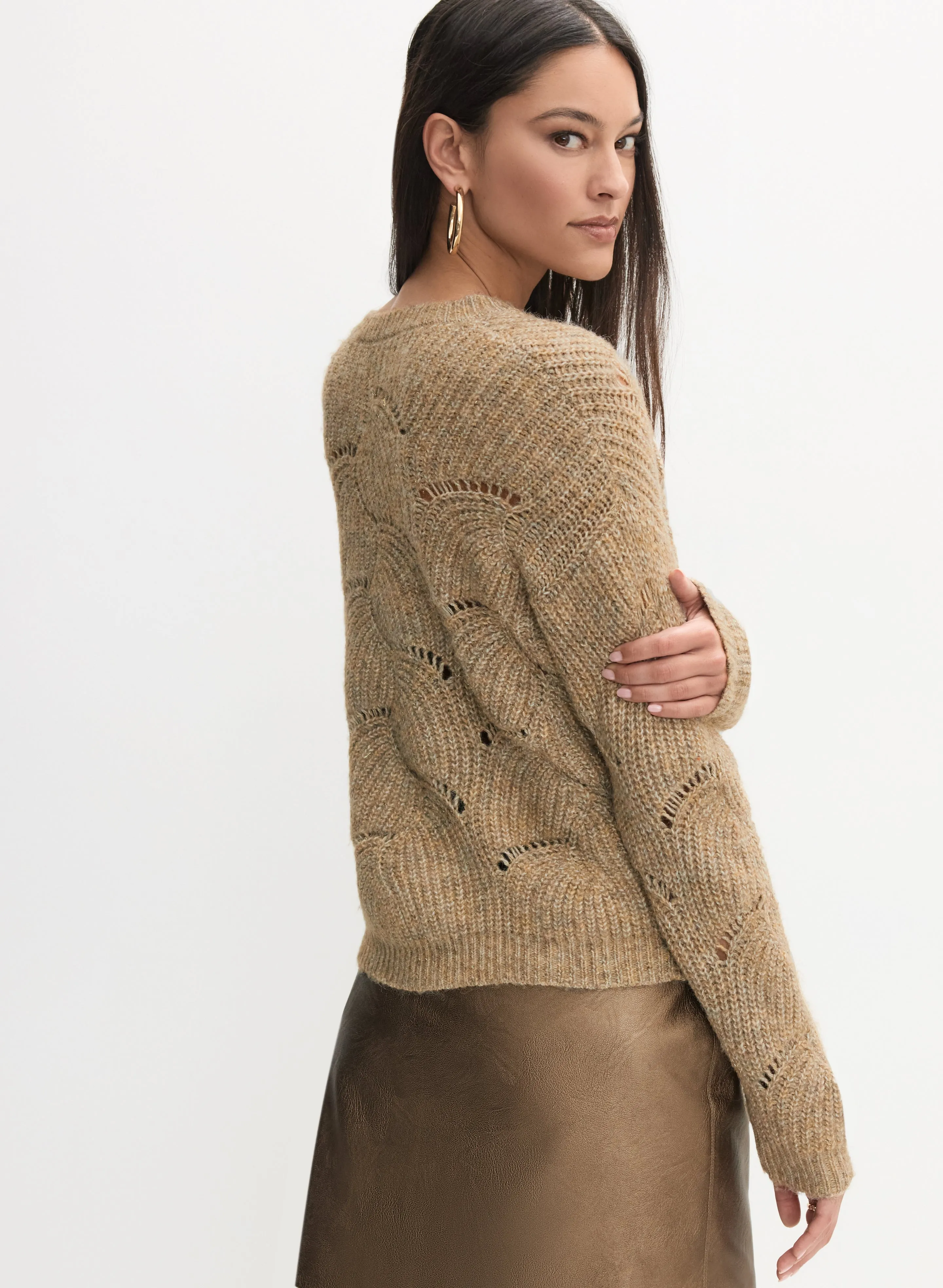 Open Knit Pullover Sweater