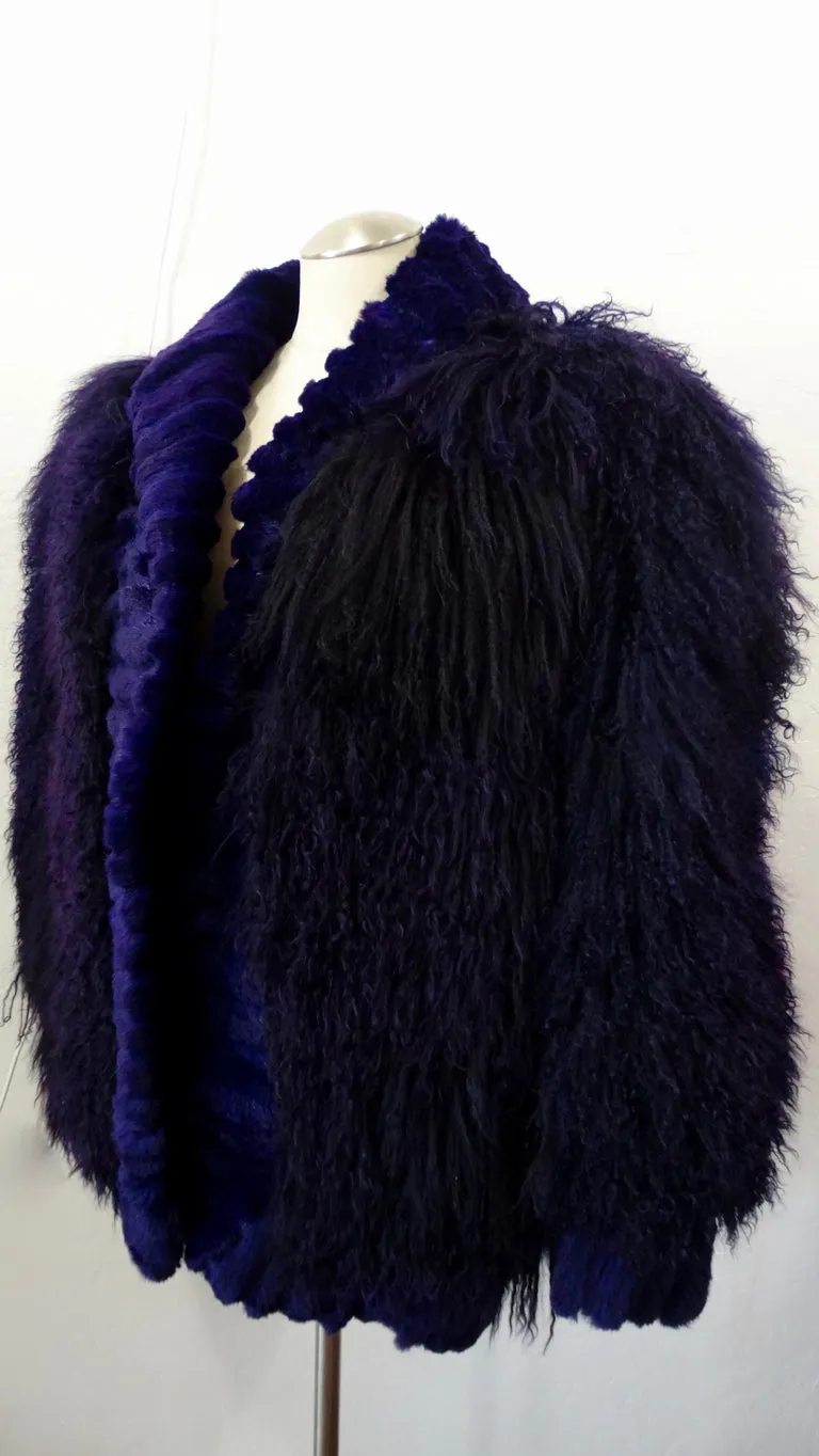 Purple Mongolian Lamb Oversized Fur Jacket