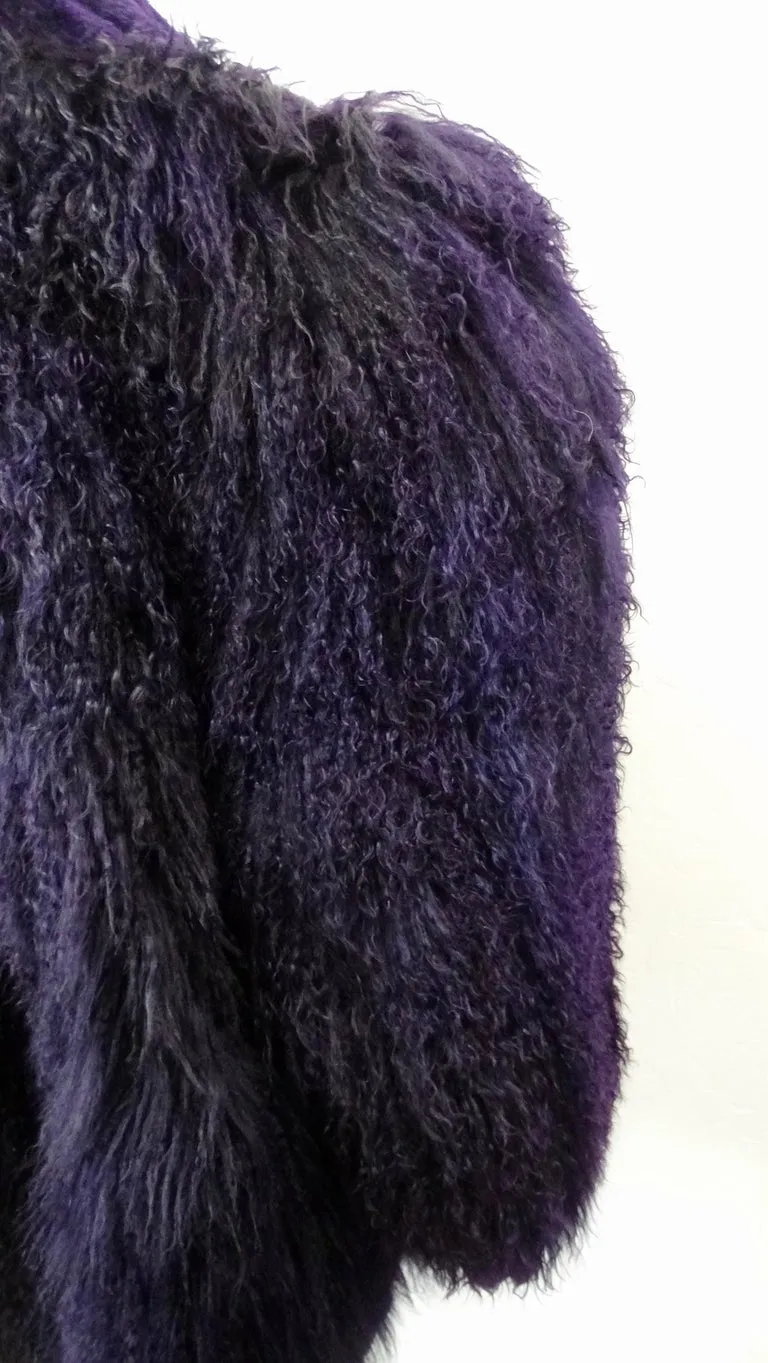 Purple Mongolian Lamb Oversized Fur Jacket