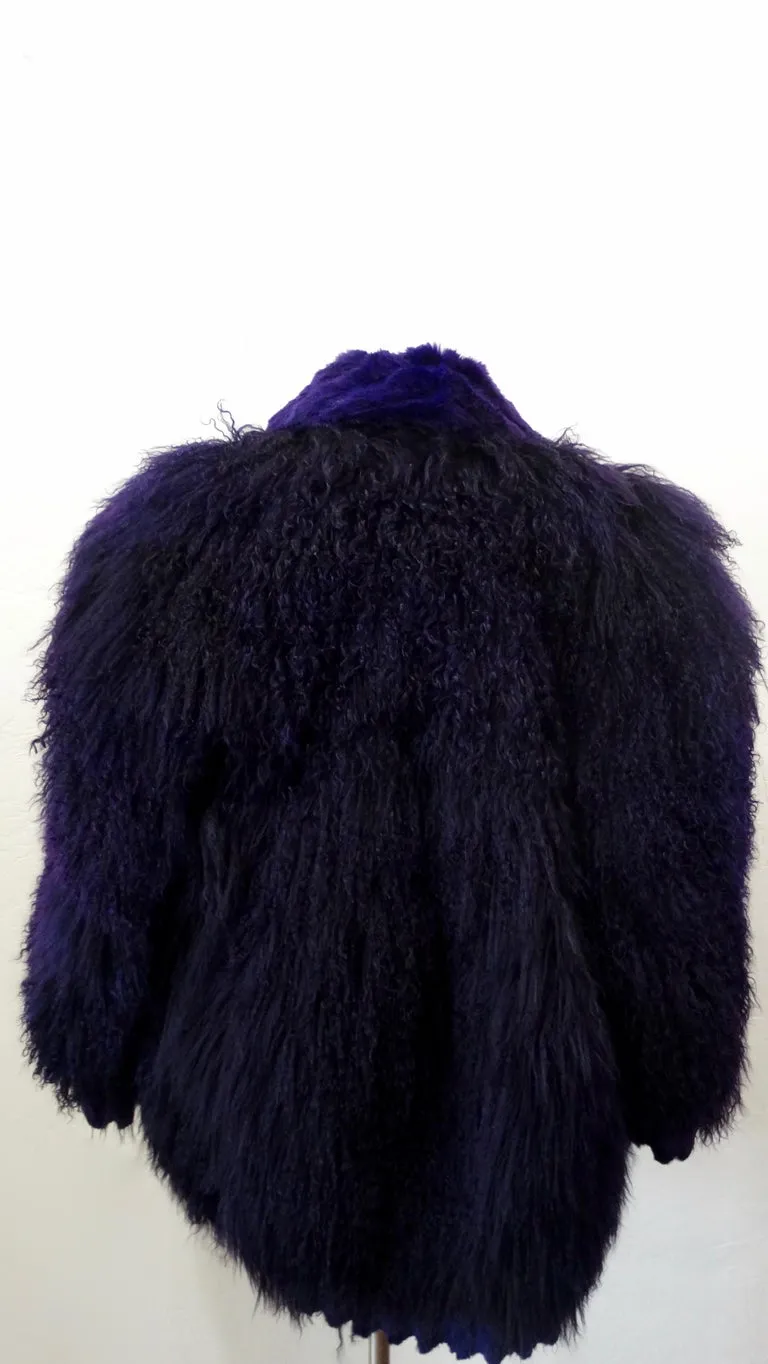 Purple Mongolian Lamb Oversized Fur Jacket