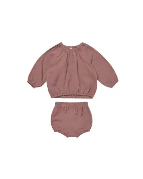 Quincy Mae - Fig Cinch Long Sleeve Top + Bloomer Set