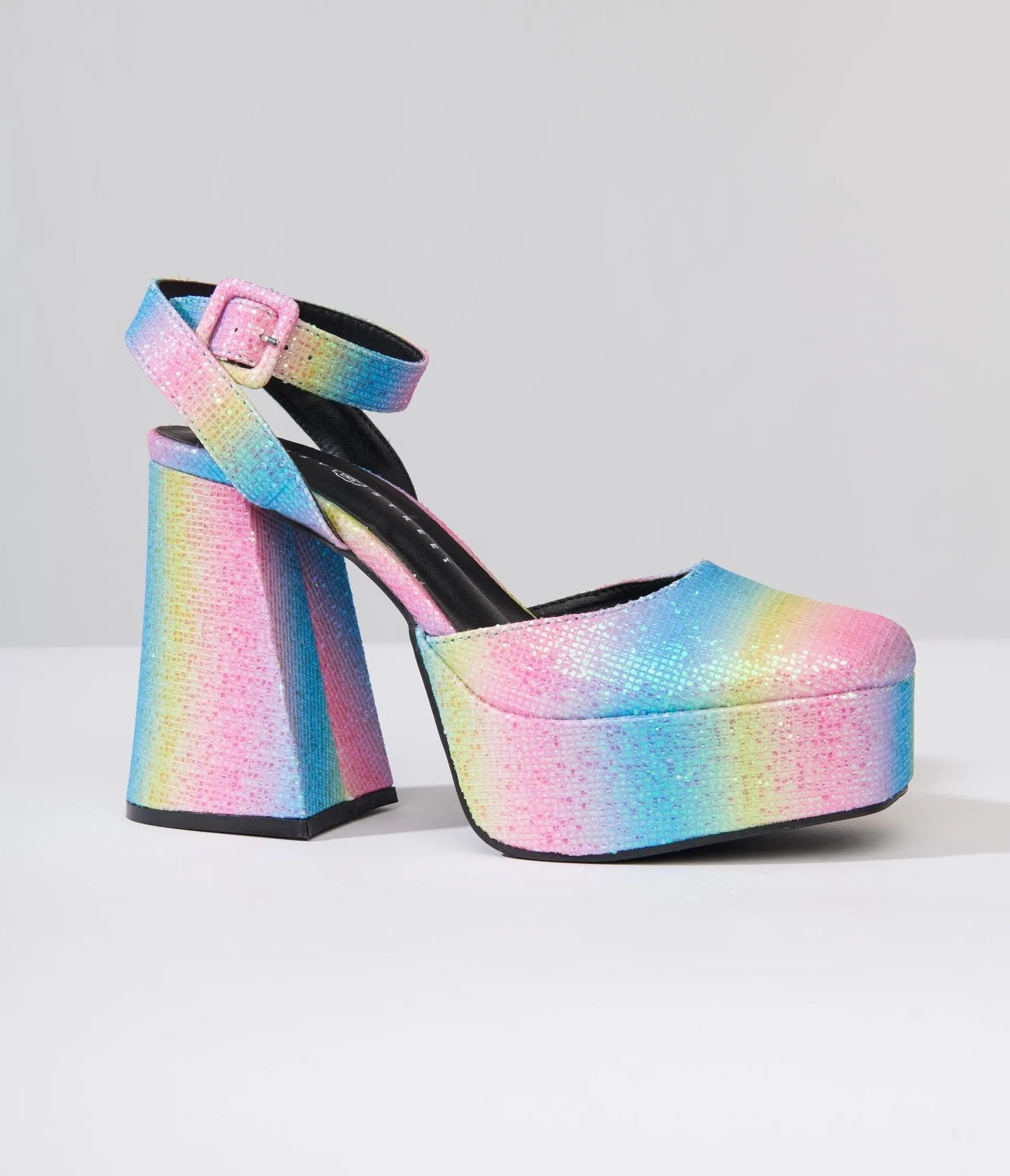 Rainbow Glitter Chunky Platform Heels