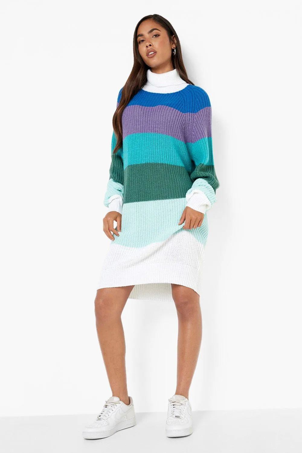 Rainbow Stripe Sweater Dress