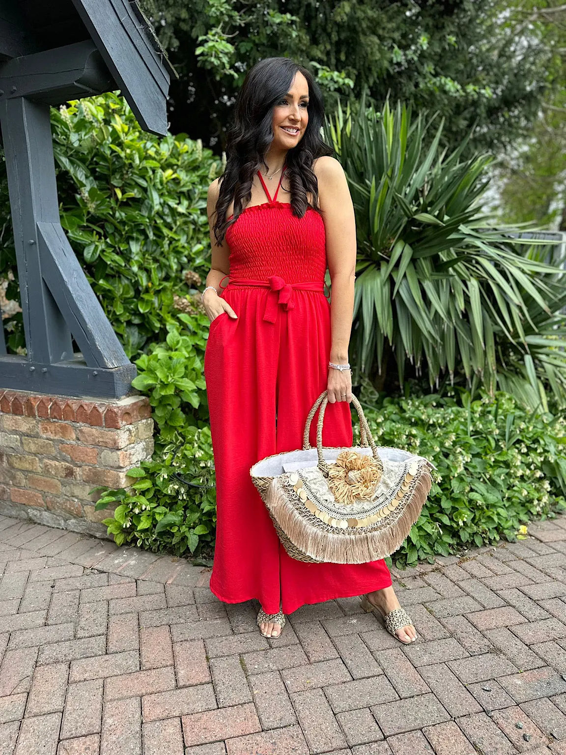 Red Wide Leg Jumpsuit Melanie