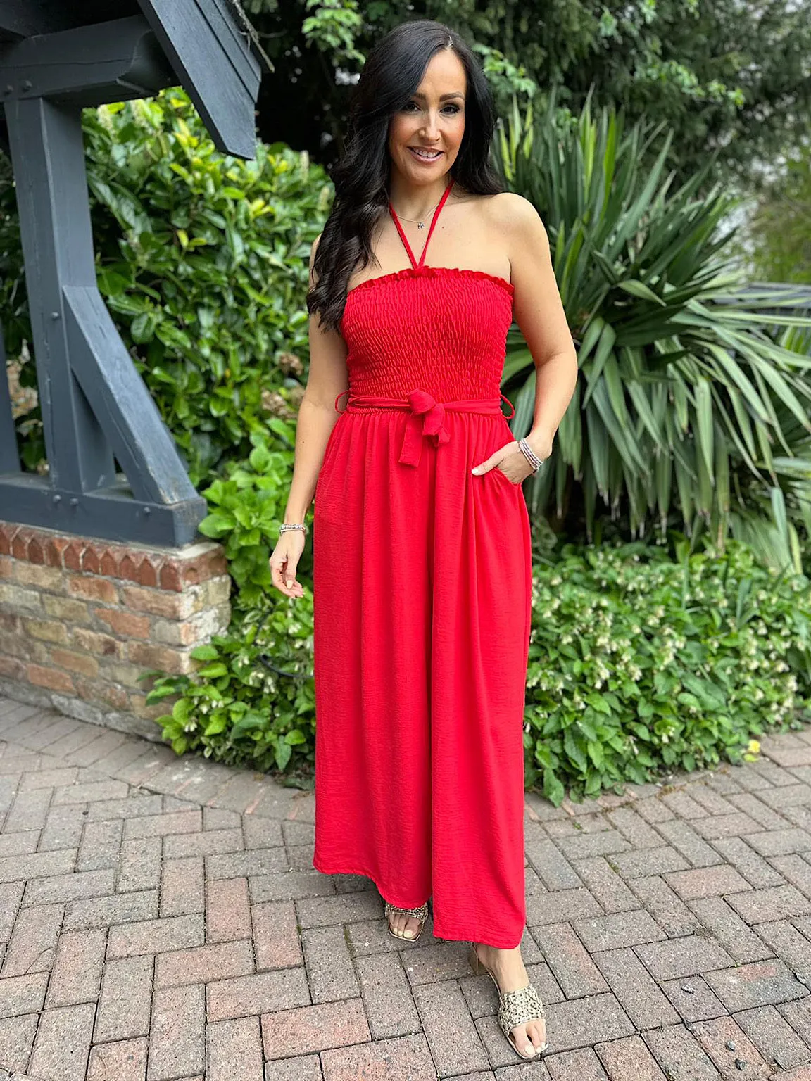 Red Wide Leg Jumpsuit Melanie