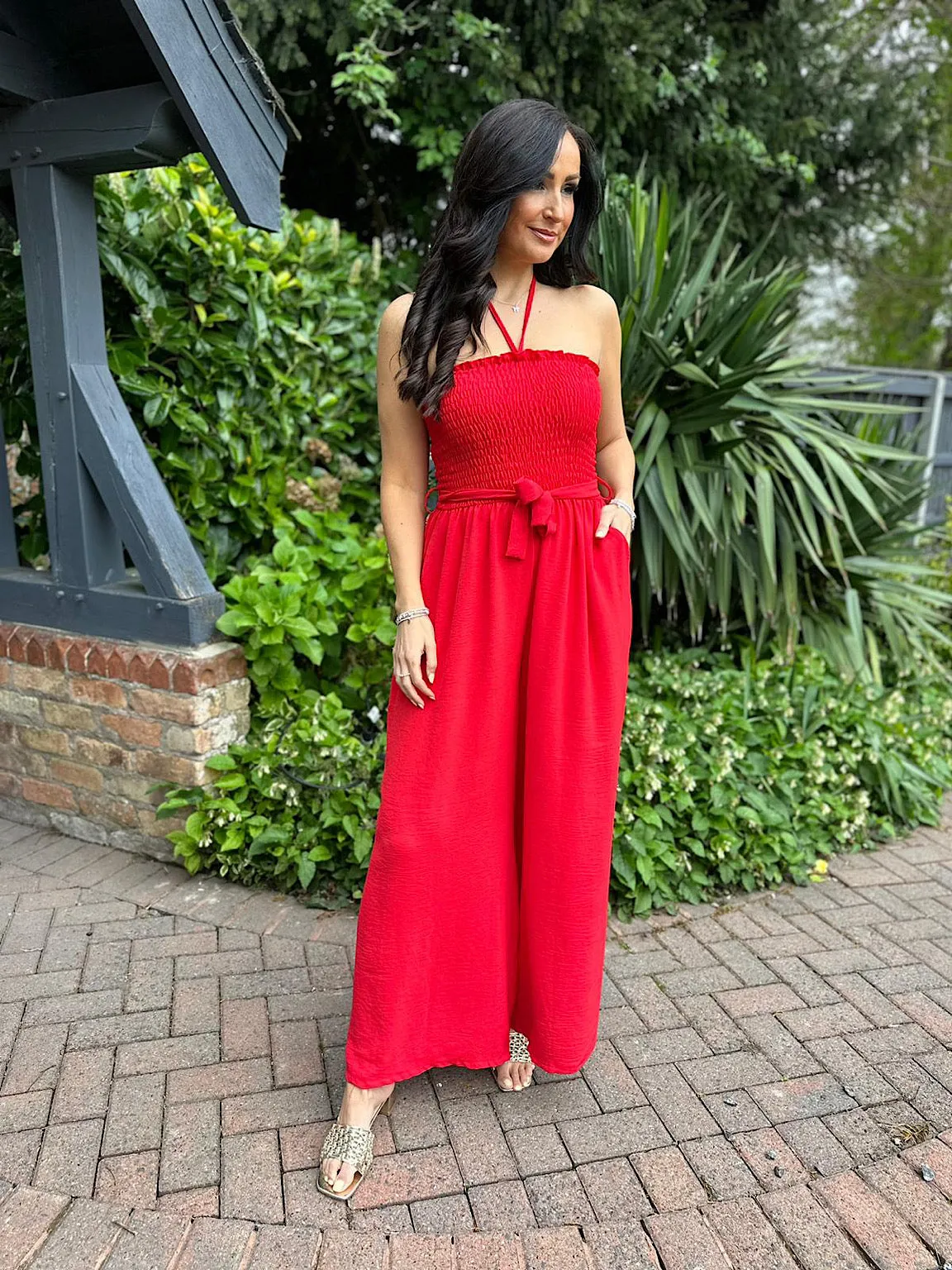 Red Wide Leg Jumpsuit Melanie