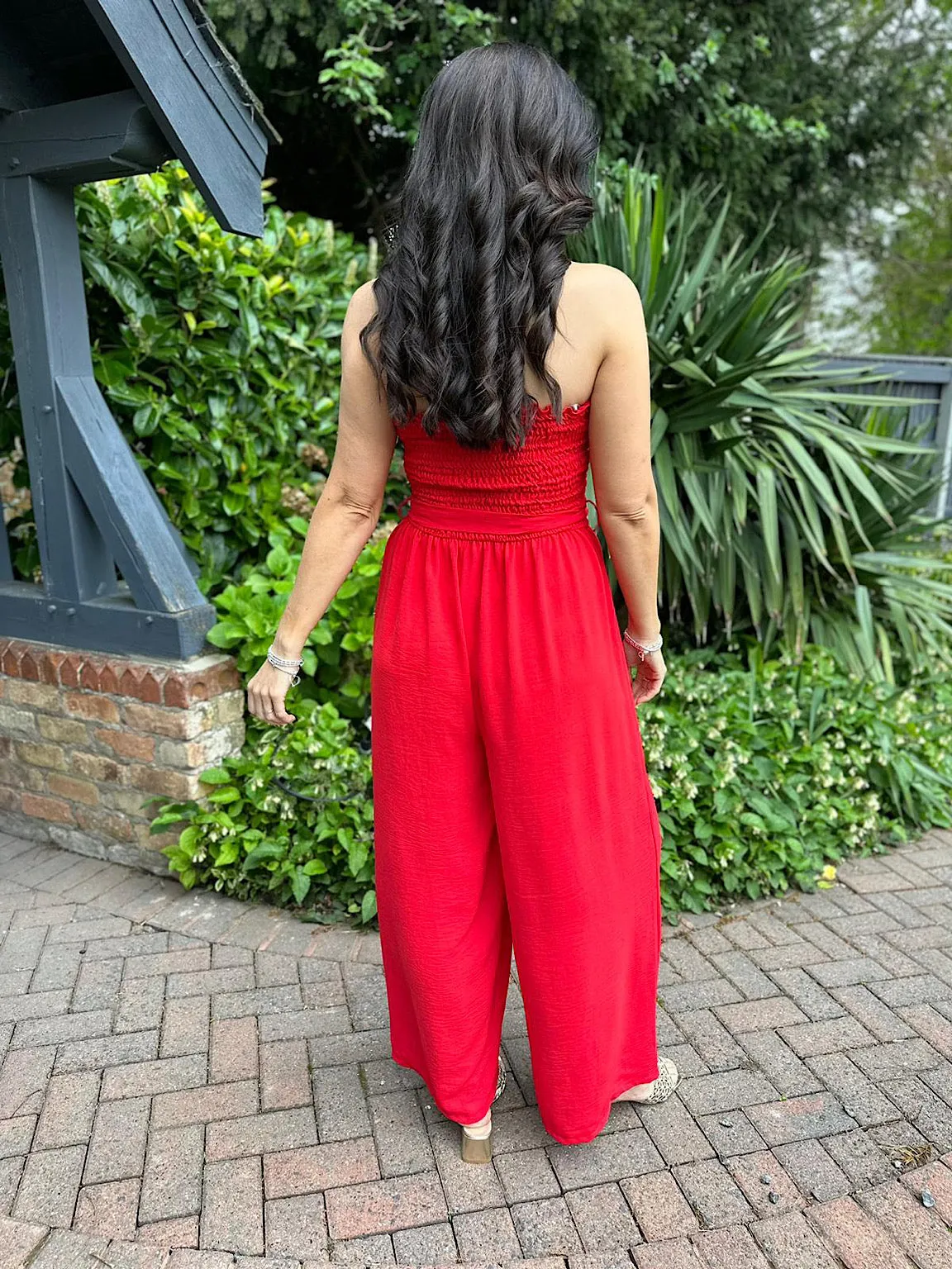 Red Wide Leg Jumpsuit Melanie