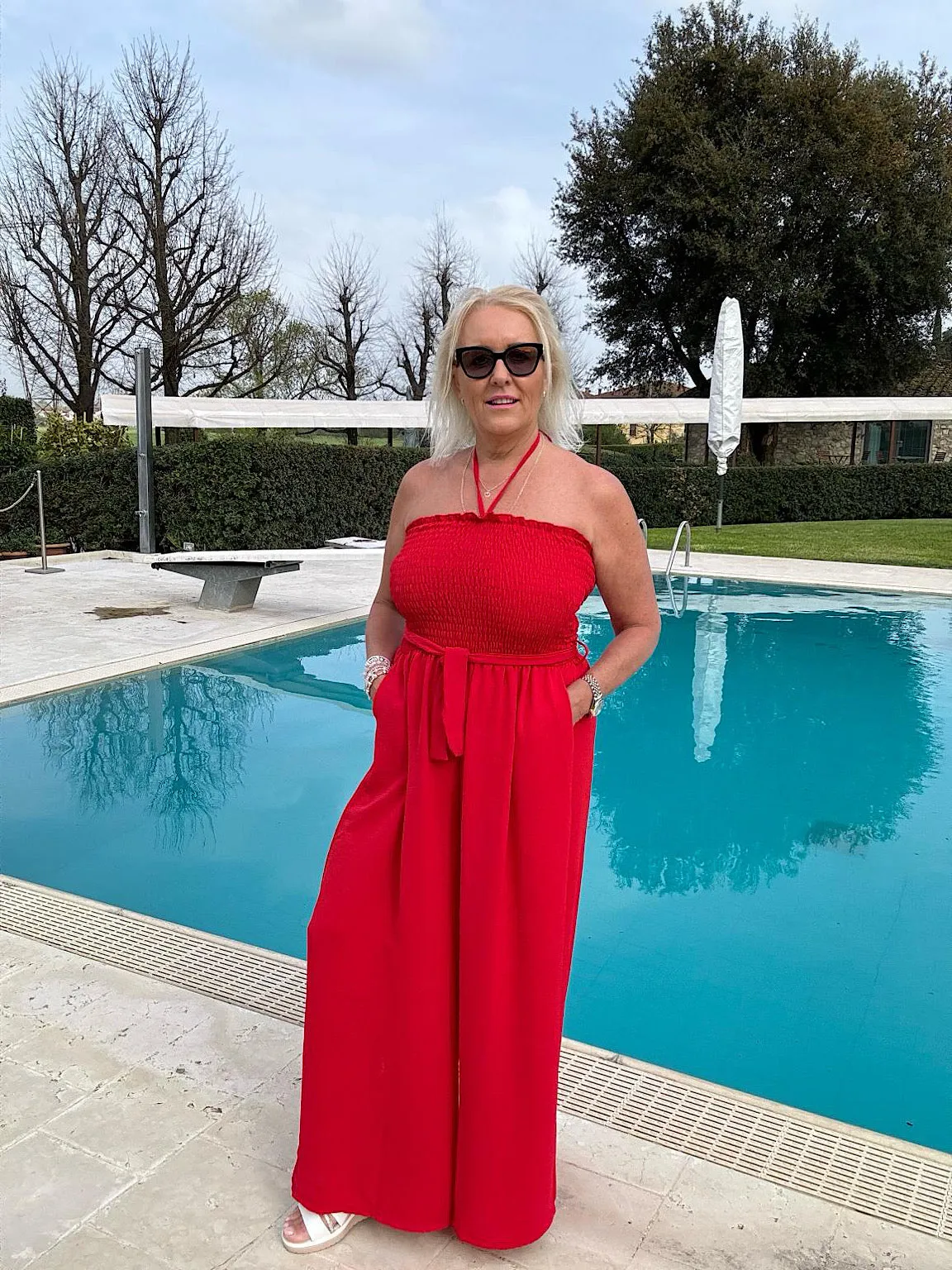 Red Wide Leg Jumpsuit Melanie