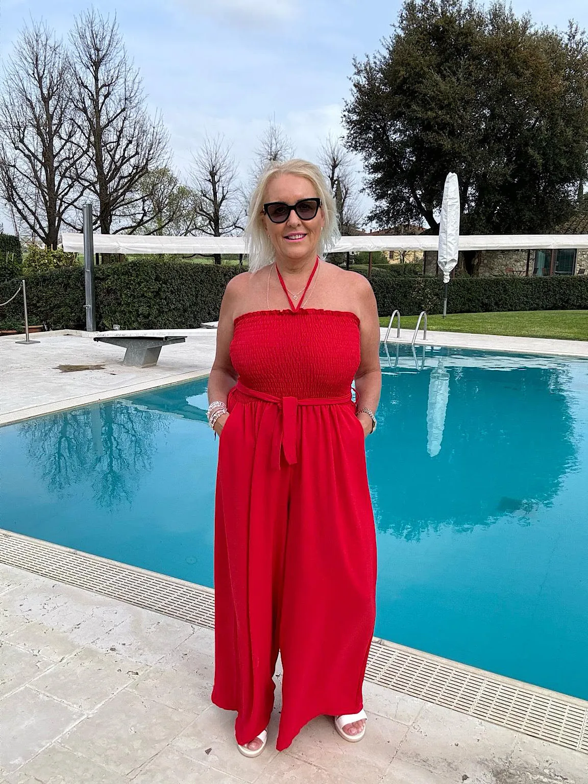 Red Wide Leg Jumpsuit Melanie