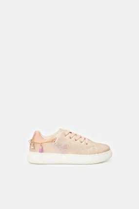 Senior Girls Pink Heart Sneaker