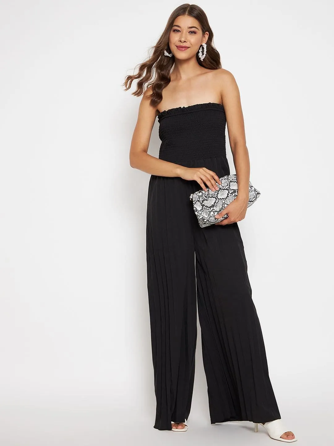 Smocked Strapless Maxi Jumpsuit