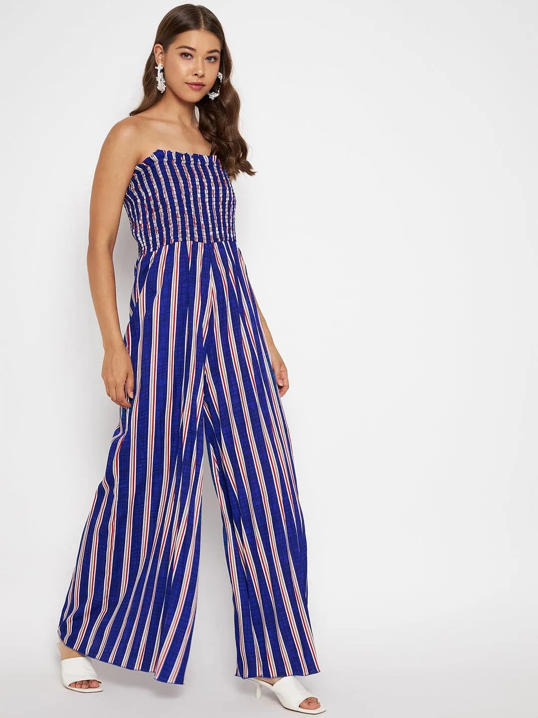 Smocked Strapless Maxi Jumpsuit