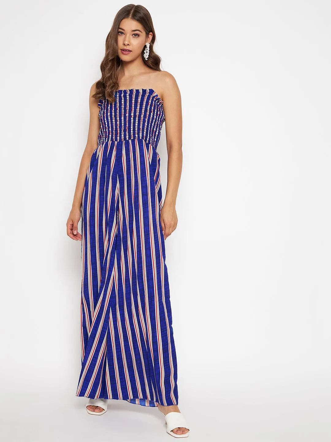 Smocked Strapless Maxi Jumpsuit