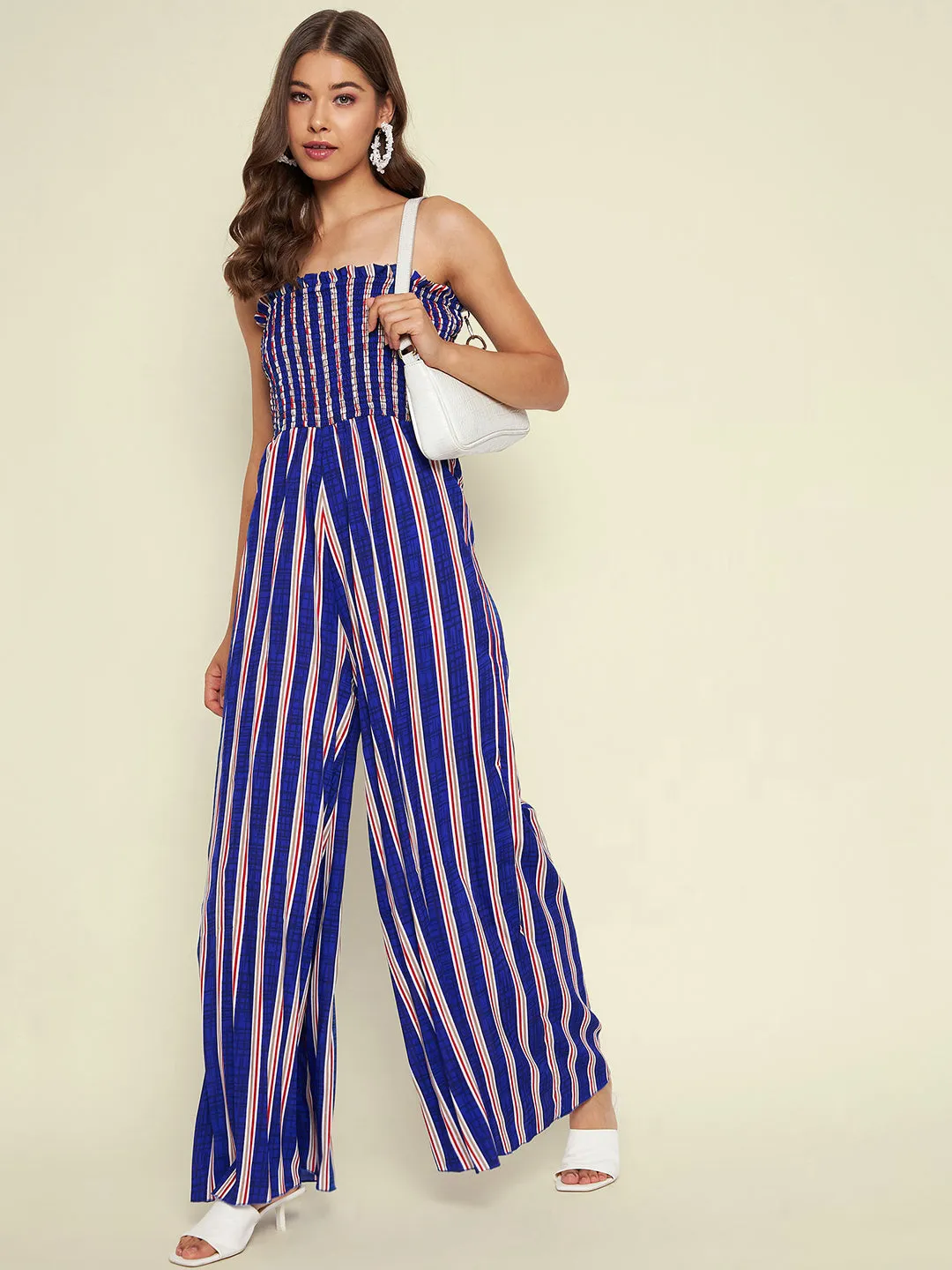 Smocked Strapless Maxi Jumpsuit