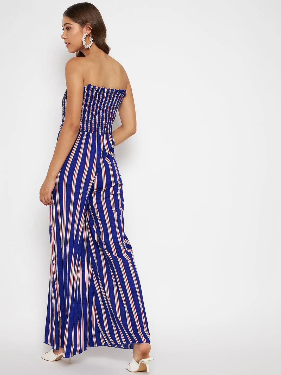 Smocked Strapless Maxi Jumpsuit