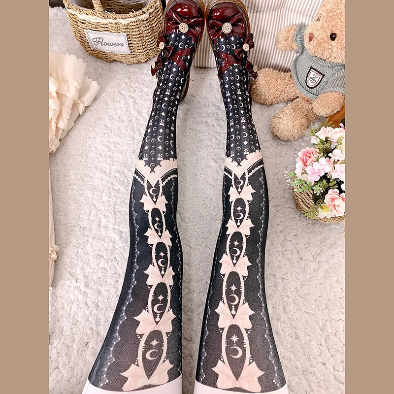 Star and Moon Curtain Tights