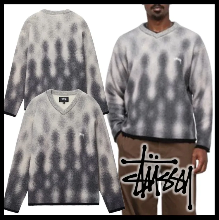 STUSSY  |Unisex Street Style Logo Skater Style Sweaters