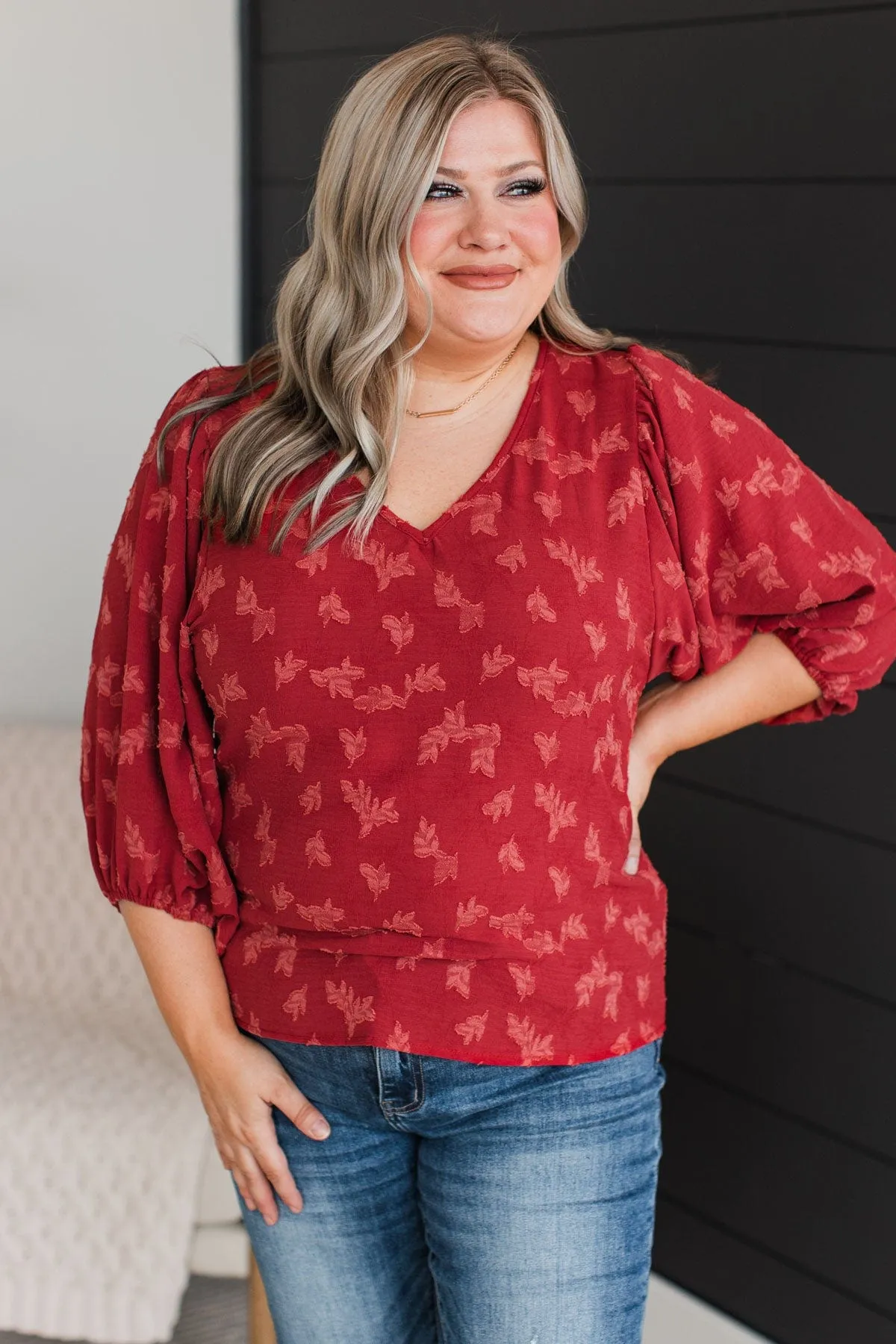 Sweet Compliments Floral Blouse- Marsala