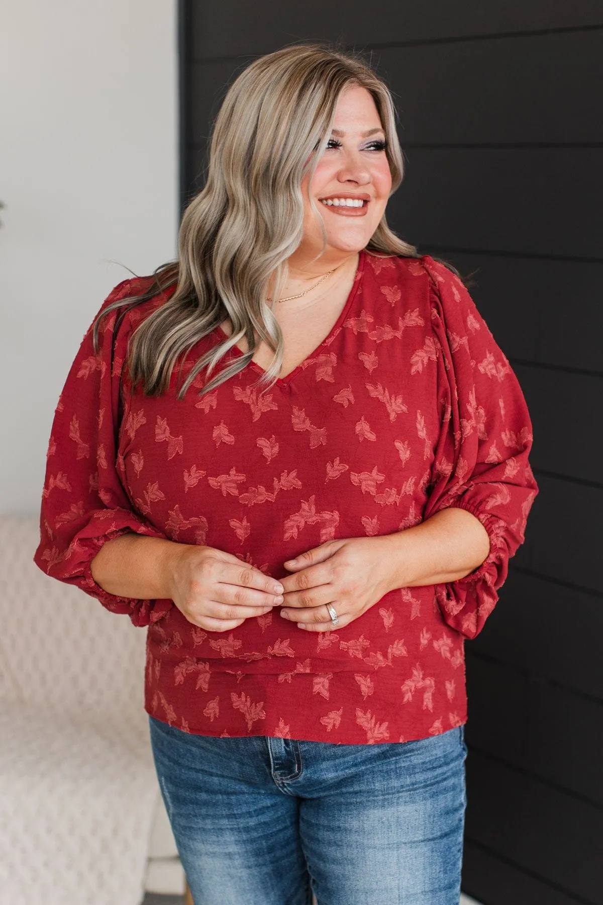 Sweet Compliments Floral Blouse- Marsala