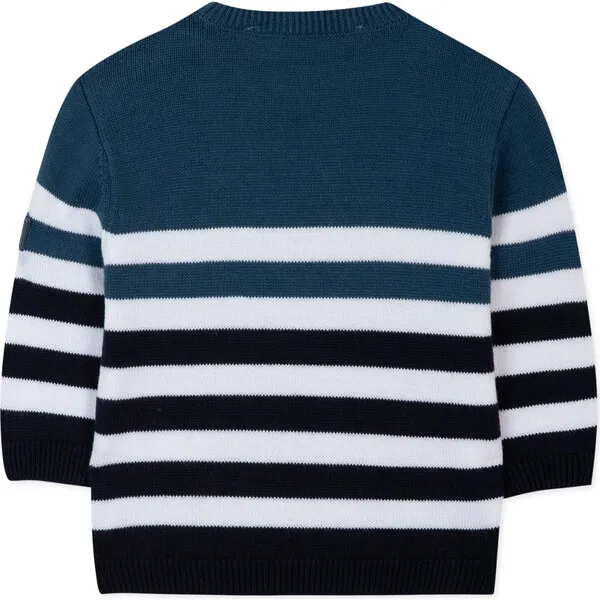 Tartine et Chocolat Seaside Striped Cotton Baby Sweater, Blue