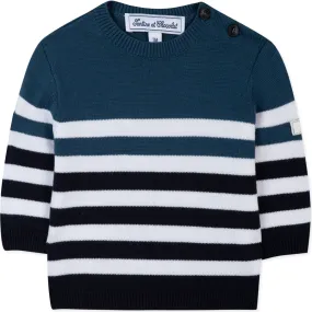 Tartine et Chocolat Seaside Striped Cotton Baby Sweater, Blue