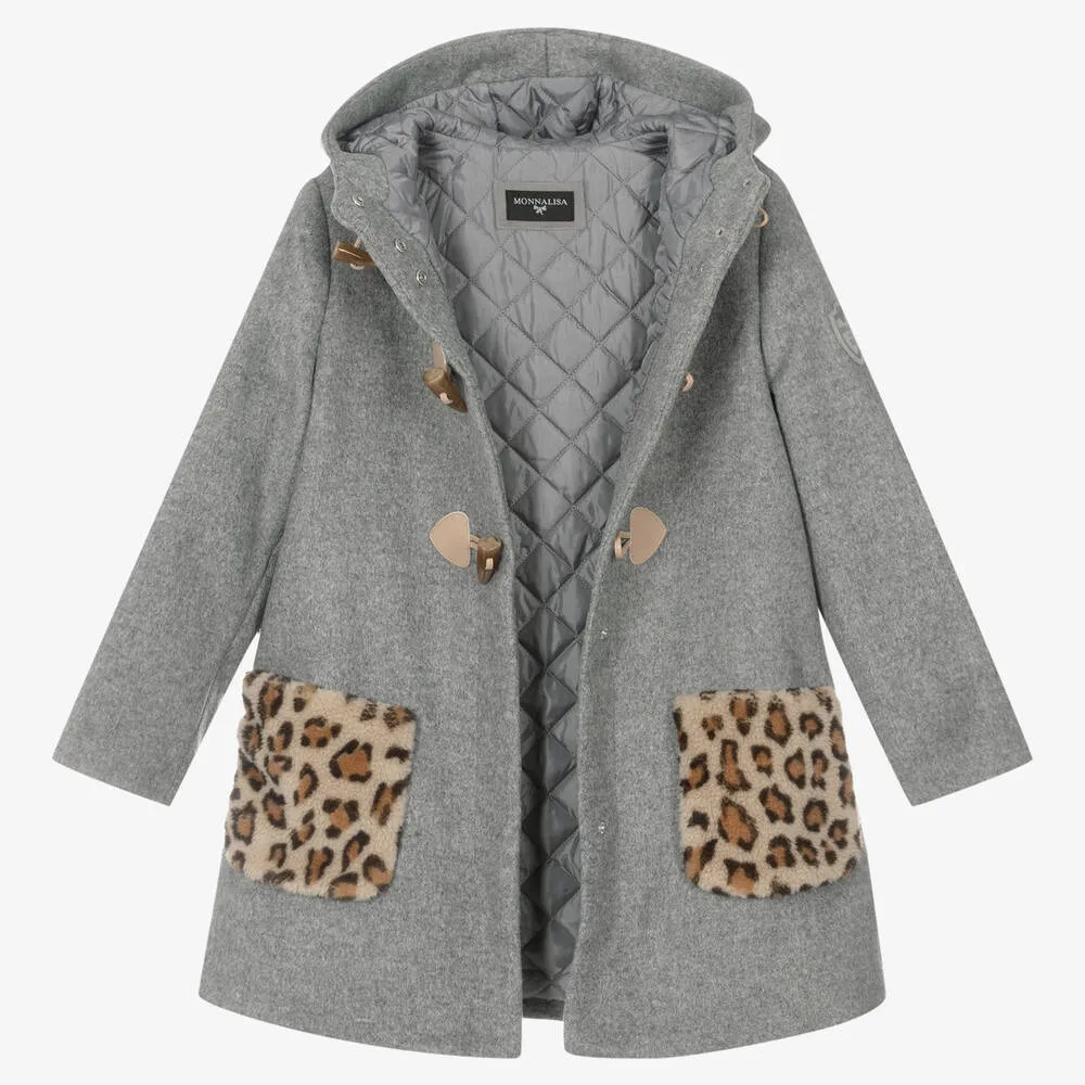 Teen Girls Grey Duffle Coat