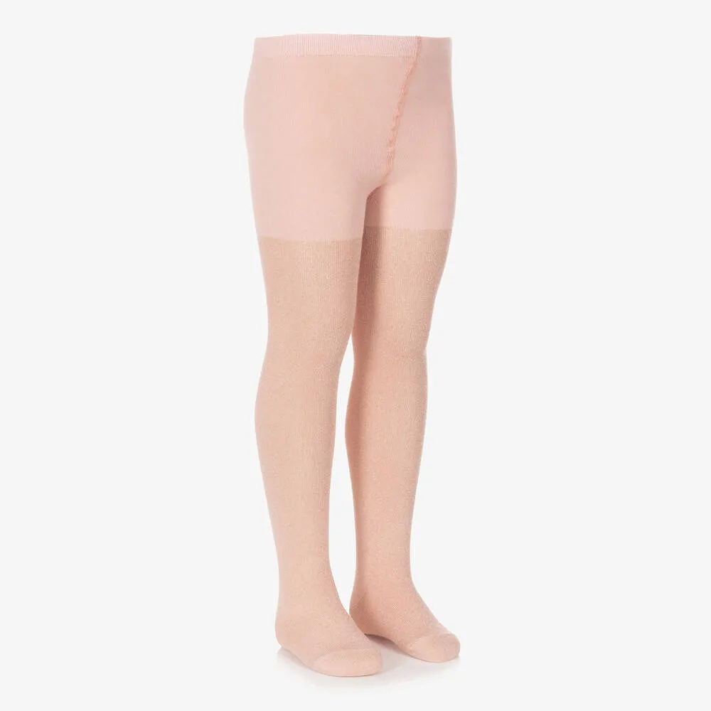 Teen Girls Pink Knitted Sparkly Tights