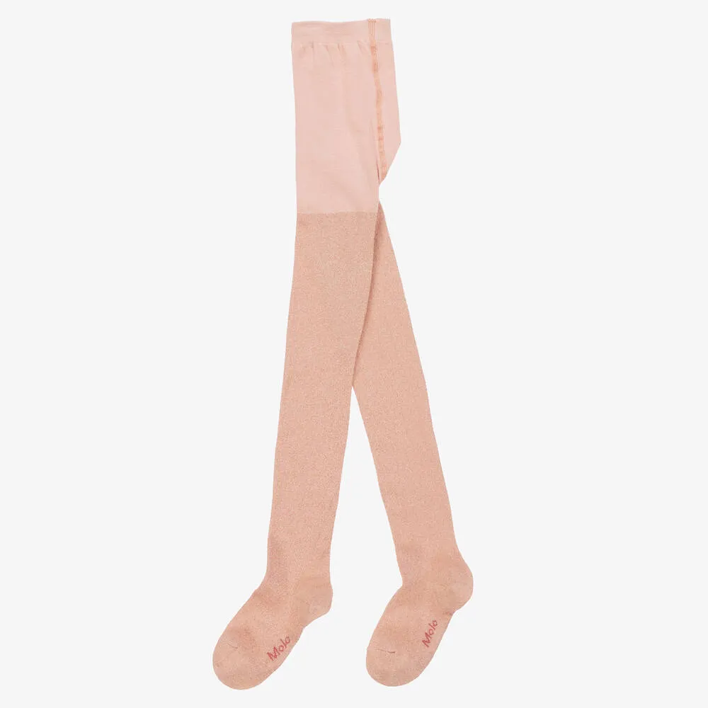 Teen Girls Pink Knitted Sparkly Tights