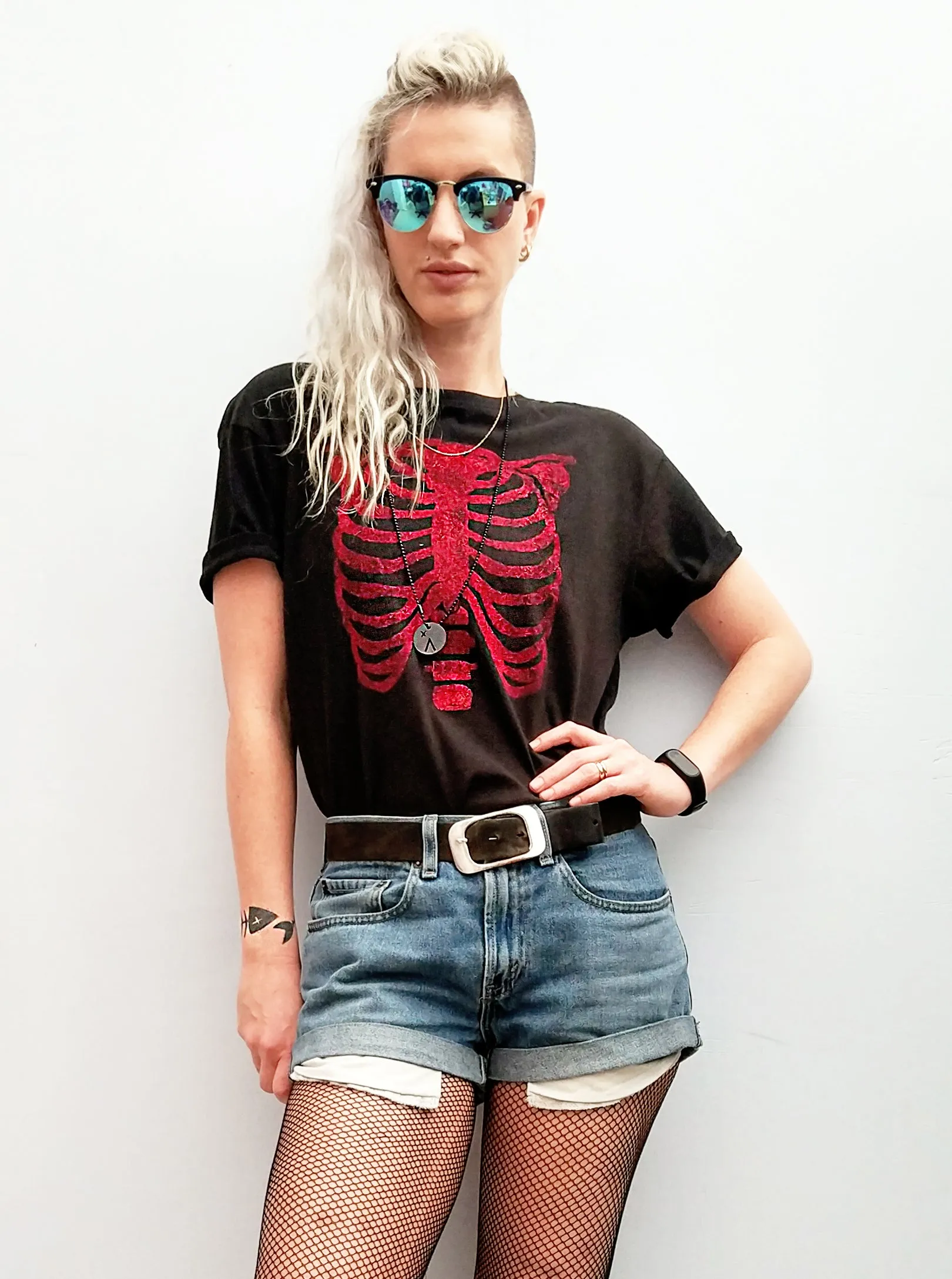 Unisex Glitter Ribcage print T shirt